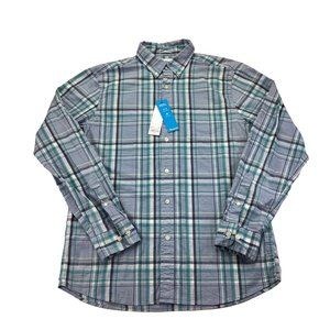 Sonoma Button Up Shirt Plaid Size M Long Sleeve Gray Green Flex Wear New